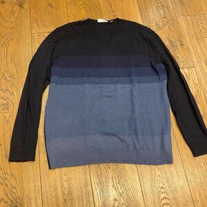 Mens CALVIN KLEIN Blue Fade V Neck Pull Over Sweater / Size XL (23" Across)